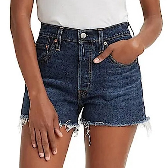 Levis 501 High Rise Short Medium Wash - Picture 4 of 8